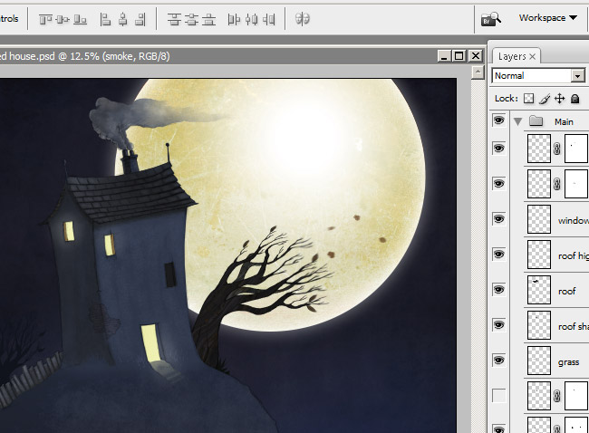 spooky-house-painting Sooky House photoshop tutorial